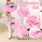 KUTKUT Cat Recovery Suit for Spay Onesize for After Surgery, Breathable Surgery Recovery Suit Female Surgical Spay Suit, Kitten Suit E Collar Alternative Anti Licking Wounds (PINK)